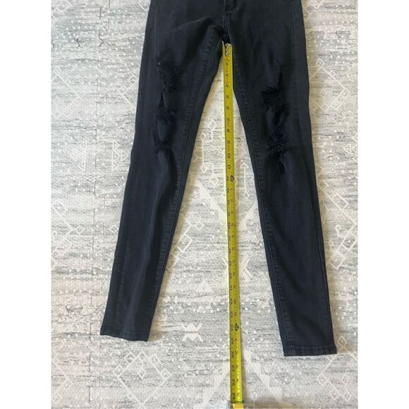 KanCan Womens Jeans KC6040BK Black Skinny Distressed High Rise Size 0/23 - Picture 5 of 7